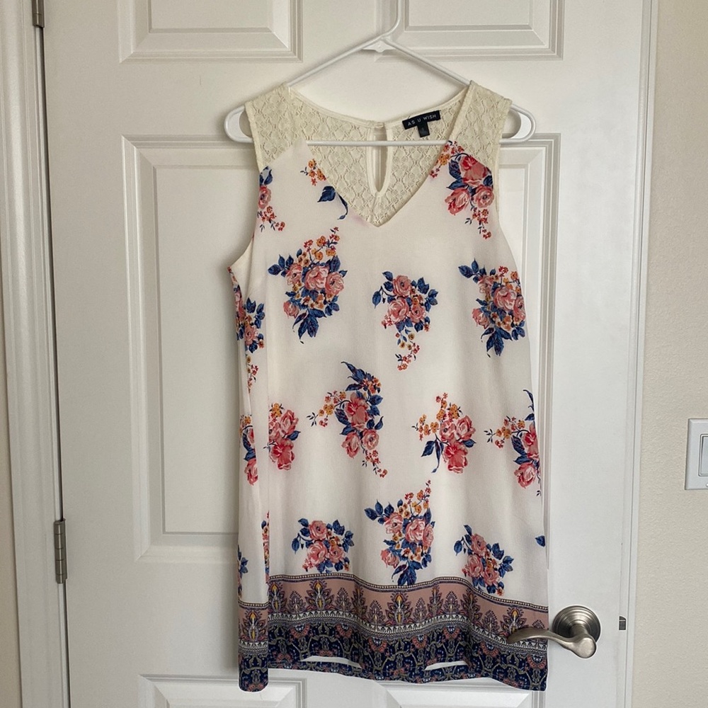 As U Wish- White floral dress - size small